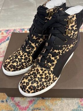 Wedge Sneaker - Leopard Print and Black